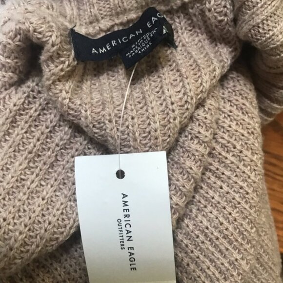 American Eagle NEW AE Sweater Dress Cowl Button Ribbed Mock Neck Wool Cotton S - Picture 5 of 14